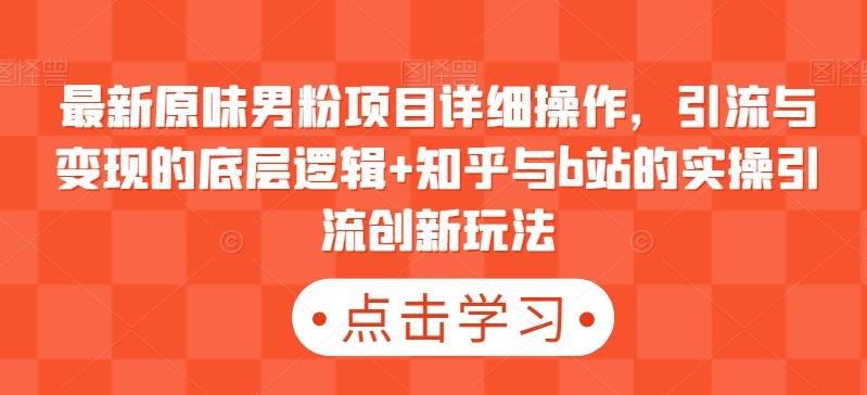 最新原味男粉项目详细操作，引流与变现的底层逻辑+知乎与b站的实操引流创新玩法-云泽轻创网
