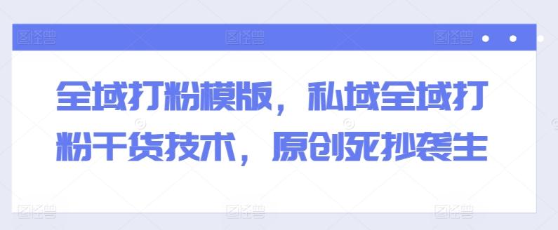 全域打粉模版，私域全域打粉干货技术，原创死抄袭生-云泽轻创网