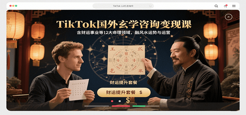 TikTok国外玄学咨询变现课，含财运事业等12大命理领域，融风水运势与运营-云泽轻创网