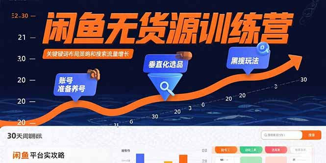 闲鱼无货源训练营：账号准备养号/垂直化选品/黑搜玩法，0基础30天盈利指南-云泽轻创网