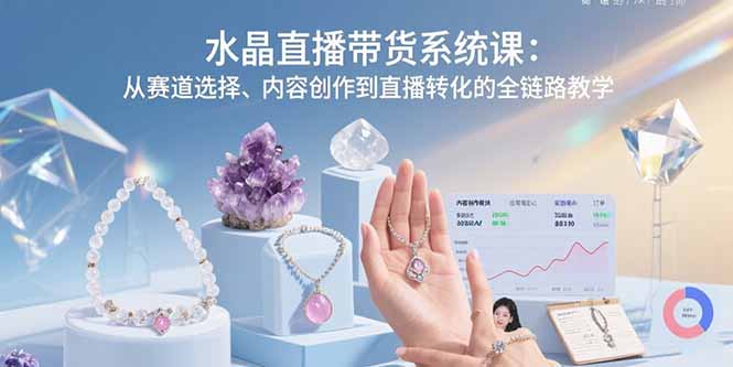 水晶直播带货系统课：从赛道选择、内容创作到直播转化的全链路教学-云泽轻创网