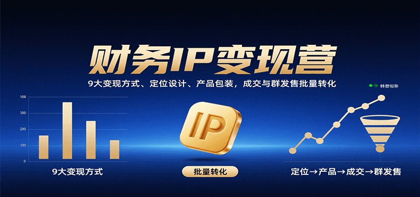 财务IP变现营:9大变现方式、定位设计、产品包装,成交与群发售批量转化-云泽轻创网