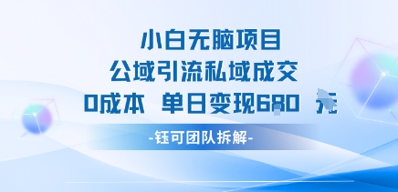 小白无脑项目公域引流私域成交0成本单日变现680米-云泽轻创网