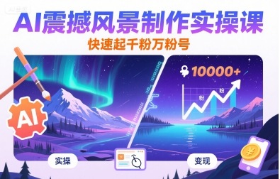 AI震撼风景制作实操课，快速起千粉万粉号-云泽轻创网