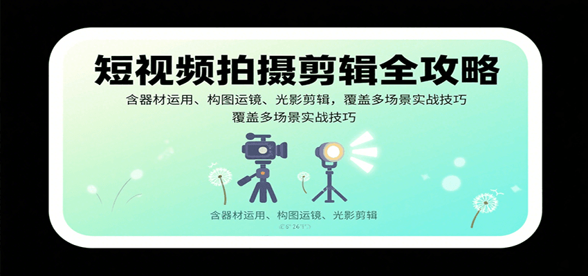 短视频拍摄剪辑全攻略:含器材运用、构图运镜、光影剪辑,覆盖多场景实战技巧-云泽轻创网