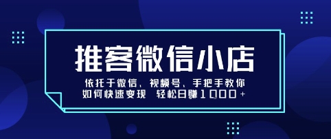 推客微信小店依托于微信、视频号，手把手教你如何快速变现 轻松日入1k+【揭秘】-云泽轻创网
