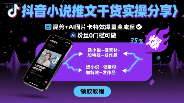 抖音小说推文干货实操分享，混剪+AI图片卡特效爆量全流程，0粉丝0门槛可做-云泽轻创网