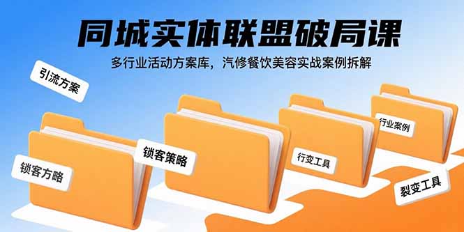 同城实体联盟破局课，多行业活动方案库，汽修餐饮美容实战案例拆解-云泽轻创网