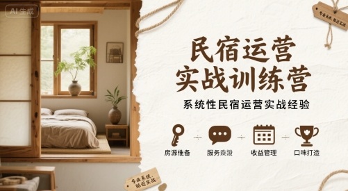 民宿运营实战训练营，系统性民宿运营实战经验-云泽轻创网