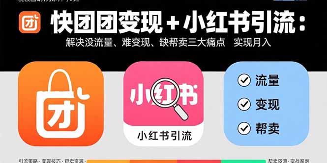 快团团变现+小红书引流：解决没流量、难变现、缺帮卖三大痛点 实现月入3w+-云泽轻创网