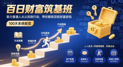 百日财富筑基班，助力普通人从认知到行动，带你解锁顶级财富密码-云泽轻创网