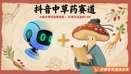 抖音中草药赛道，用AI做中草药故事视频，45条作品涨粉13W，橱窗带货猛猛出单-云泽轻创网