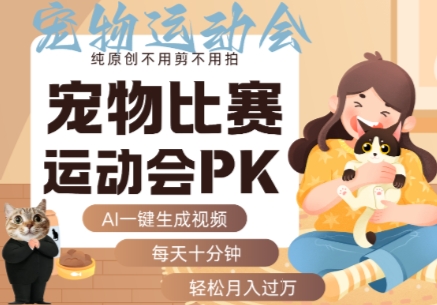 AI一键生成宠物比赛运动会PK视频，纯原创不用剪不用拍，每天十分钟，轻松月入过1W+-云泽轻创网