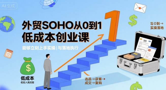 外贸SOHO从0到1低成本创业课，能够立刻上手实操与落地执行-云泽轻创网