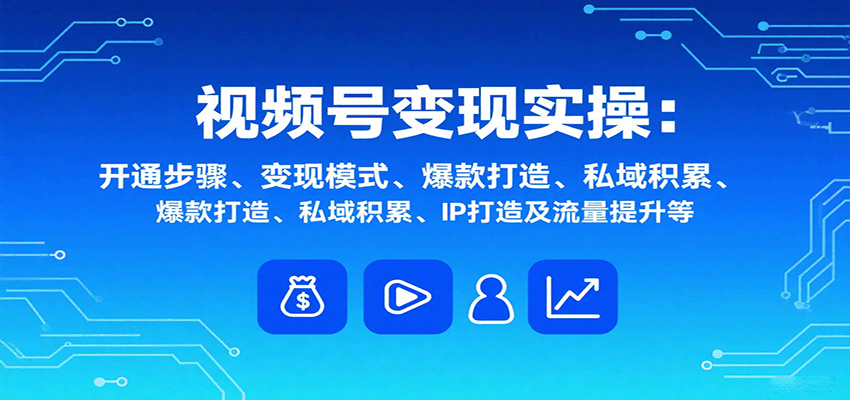 视频号变现实操，含开通步骤、变现模式、爆款打造、私域积累、IP打造及流量提升等-云泽轻创网
