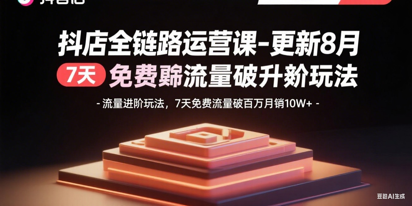 抖店全链路运营课-更新8月：流量进阶玩法，7天免费流量破百万月销10W+-云泽轻创网