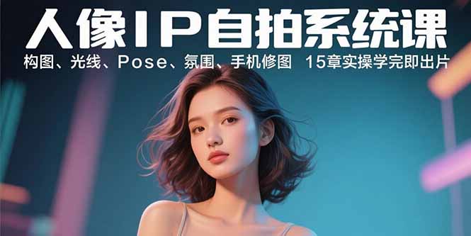 人像IP自拍系统课：构图、光线、Pose、氛围、手机修图 15章实操学完即出片-云泽轻创网