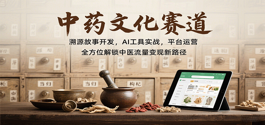 中药文化赛道：溯源故事开发，AI工具实战，平台运营，全方位解锁中医流量变现新路径-云泽轻创网