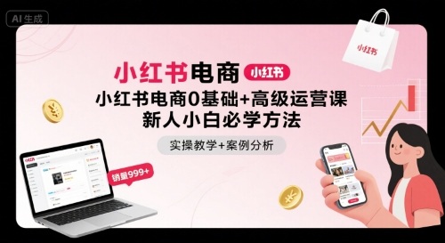 小红书电商0基础+高级运营课，新人小白必学方法，实操教学+案例分析-云泽轻创网