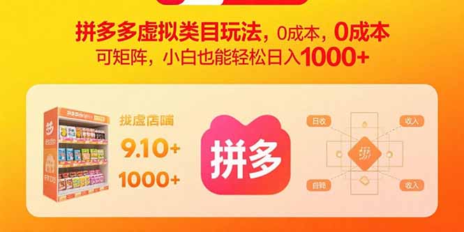 拼多多虚拟类目玩法，0成本，可矩阵，小白也能轻松日入1000+-云泽轻创网