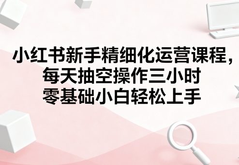 小红书新手精细化运营课程，每天抽空操作三小时，零基础小白轻松上手-云泽轻创网