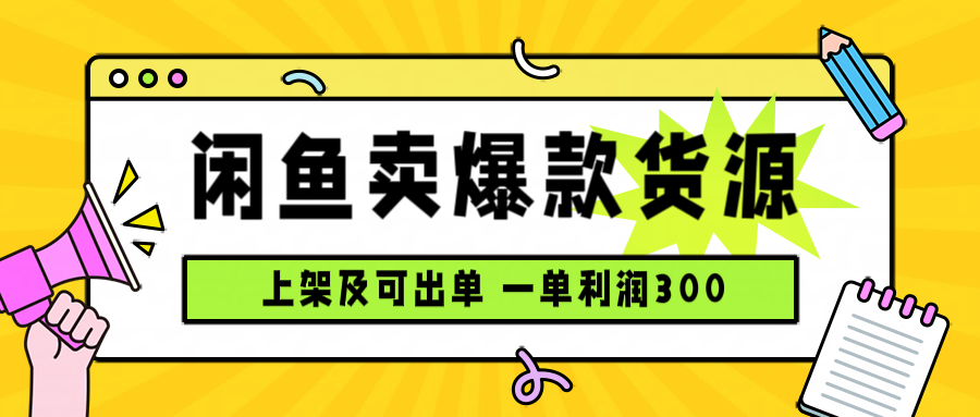 闲鱼卖爆款货源，每天利润1000，上架即出单-云泽轻创网