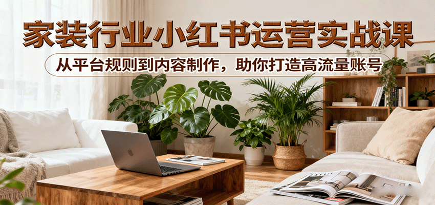小红书家装行业运营实战课:从平台规则到内容制作,助你打造高流量账号-云泽轻创网