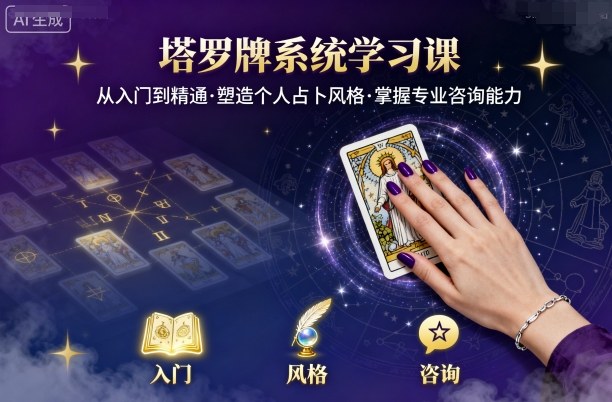 塔罗牌系统学习课，助你从入门到精通，塑造个人占卜风格，掌握专业咨询能力-云泽轻创网