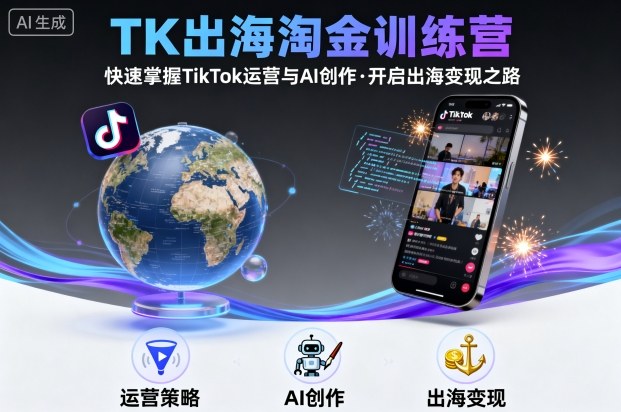 TK出海淘金训练营，助你快速掌握TikTok运营与AI创作，开启出海变现之路-云泽轻创网