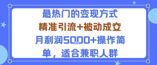小众赛道玩法：当下最热门的变现方式，精准引流+被动成交月利润5k+操作简单，适合兼职人群-云泽轻创网
