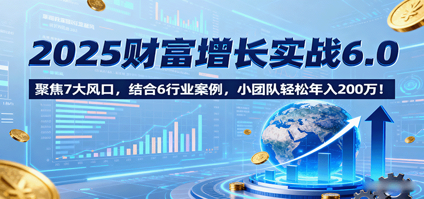 2025财富增长实战6.0，聚焦7大风口，结合6行业案例，小团队轻松年入200万！-云泽轻创网