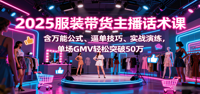 2025服装带货主播话术课,含万能公式、逼单技巧、实战演练,单场GMV轻松突破50万-云泽轻创网