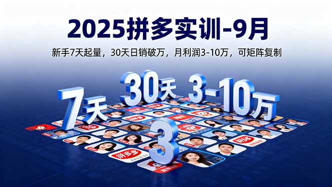 2025拼多多实训-9月：新手7天起量,30天日销破万,月利润3-10万,可矩阵复制-云泽轻创网