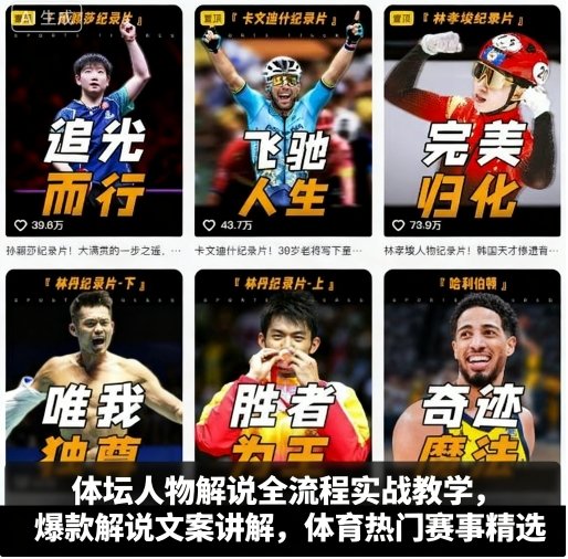 体坛人物解说全流程实战教学，爆款解说文案讲解，体育热门赛事精选-云泽轻创网