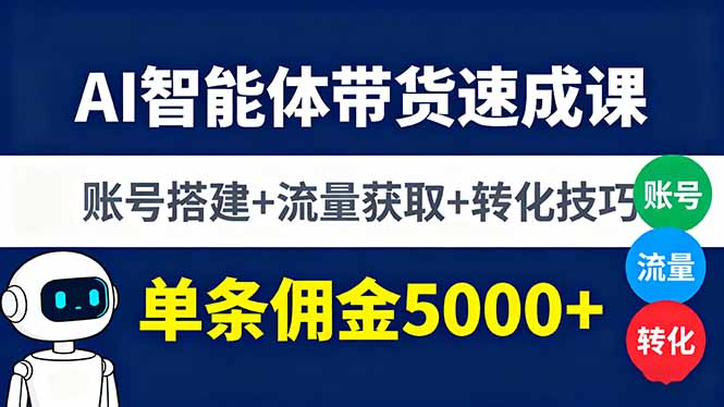AI智能体带货速成课，账号搭建+流量获取+转化技巧，单条佣金5000+-云泽轻创网
