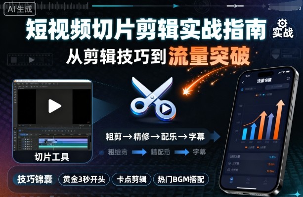短视频切片剪辑实战指南，从剪辑技巧到流量突破-云泽轻创网