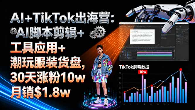 AI+TikTok出海营:AI脚本剪辑+工具应用+潮玩服装货盘,30天涨粉10w月销$1.8w-云泽轻创网