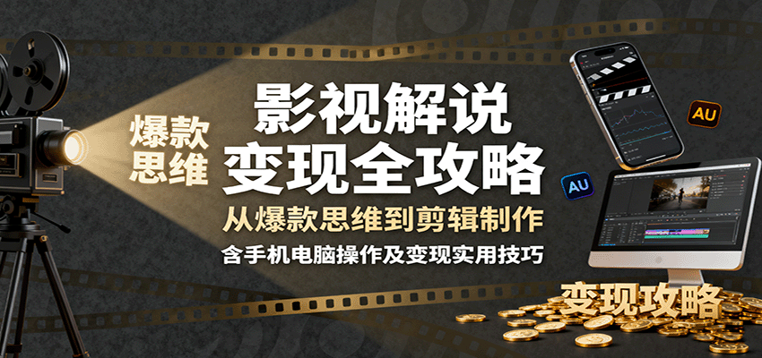影视解说变现全攻略：从爆款思维到剪辑制作，含手机电脑操作及变现实用技巧-云泽轻创网