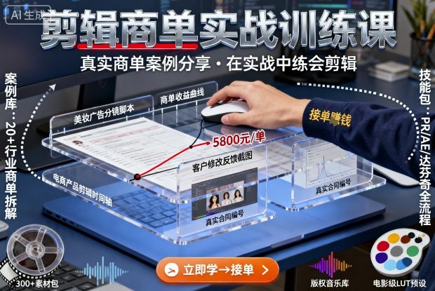 剪辑商单实战训练课，真实商单案例分享，在实战中练会剪辑-云泽轻创网