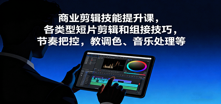 商业剪辑技能提升课,各类型短片剪辑和组接技巧,节奏把控,教调色、音乐处理等-云泽轻创网