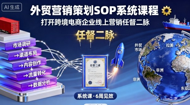 外贸营销策划SOP系统课程，打开跨境电商企业线上营销任督二脉-云泽轻创网