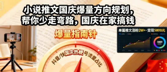 小说推文国庆爆量方向规划，帮你少走弯路，国庆在家搞钱-云泽轻创网