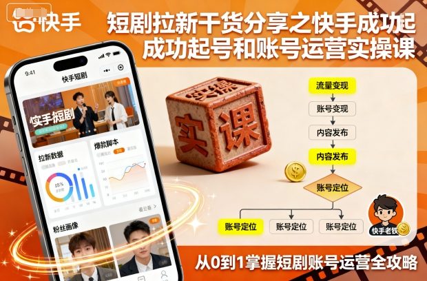 短剧拉新干货分享之快手成功起号和账号运营实操课-云泽轻创网