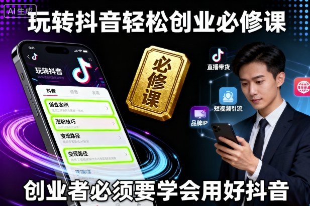 玩转抖音轻松创业必修课，创业者必须要学会用好抖音-云泽轻创网