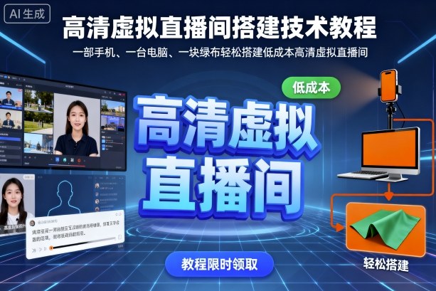 高清虚拟直播间搭建技术教程，一部手机、一台电脑、一块绿布轻松搭建低成本高清虚拟直播间-云泽轻创网