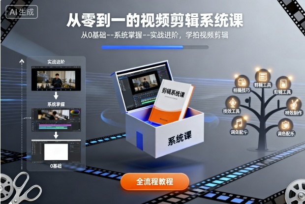 从零到一的视频剪辑系统课，从0基础–系统掌握–实战进阶，学拍视频剪辑-云泽轻创网
