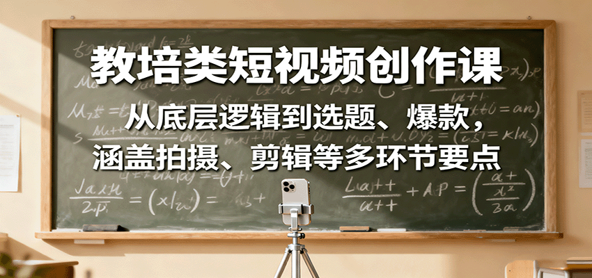 教培类短视频创作课:从底层逻辑到选题、爆款,涵盖拍摄、剪辑等多环节要点-云泽轻创网