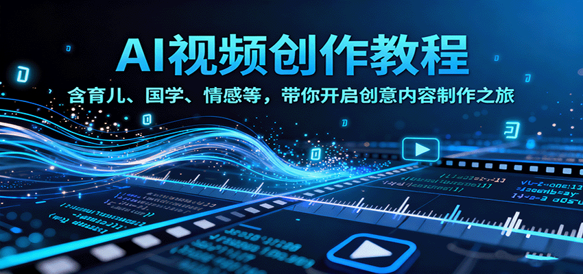 AI视频创富课,含育儿、国学、情感等,带你开启创意内容制作之旅-云泽轻创网