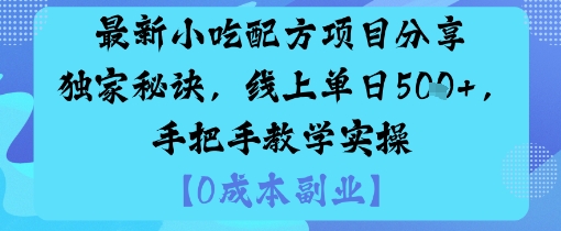 最新小吃配方项目分享独家秘诀，线上单日5张，手把手教学实操-云泽轻创网