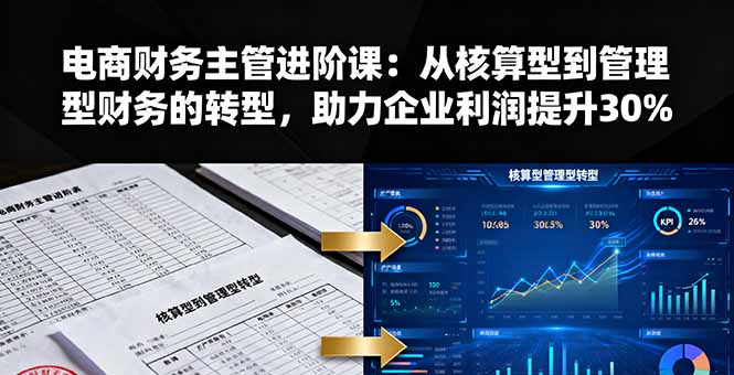 电商财务主管进阶课：从核算型到管理型财务的转型，助力企业利润提升30%-云泽轻创网